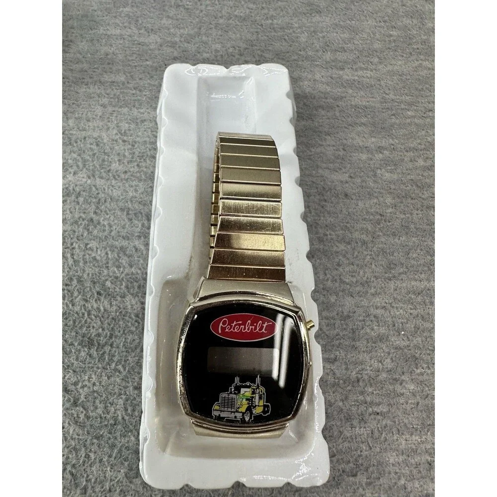 PETERBILT TRUCK Vintage Digital Mechanical Analog Gold Tone Watch